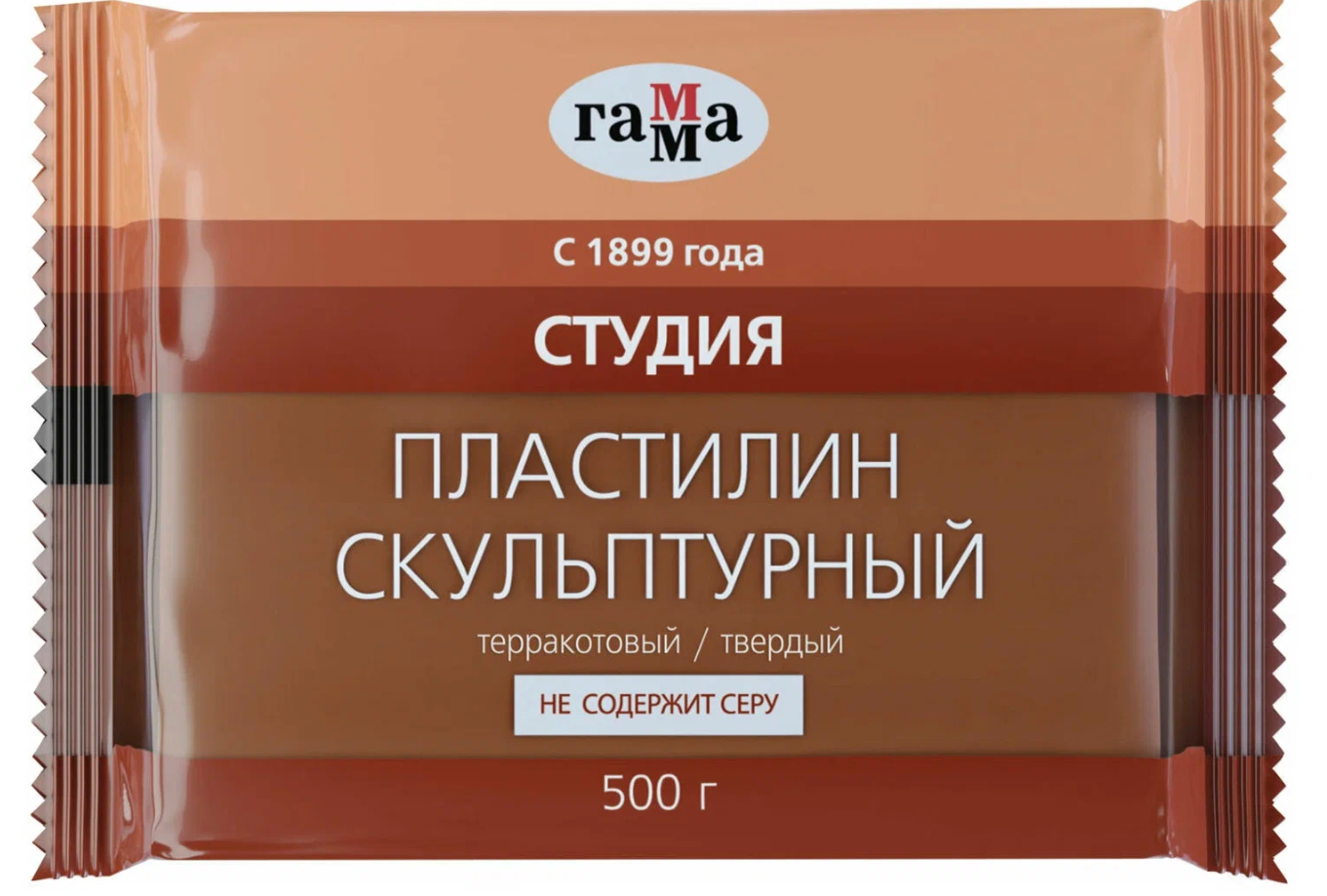 Пластилин скульптурный Гамма 'Студия', террактовый, 500 гр., твердый, 2.80.E050.003.3
