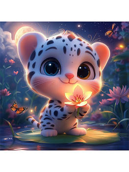 Холст с красками 20х20 см по номерам (в коробке) Ночная сказка леопардёнка, ХК-7265